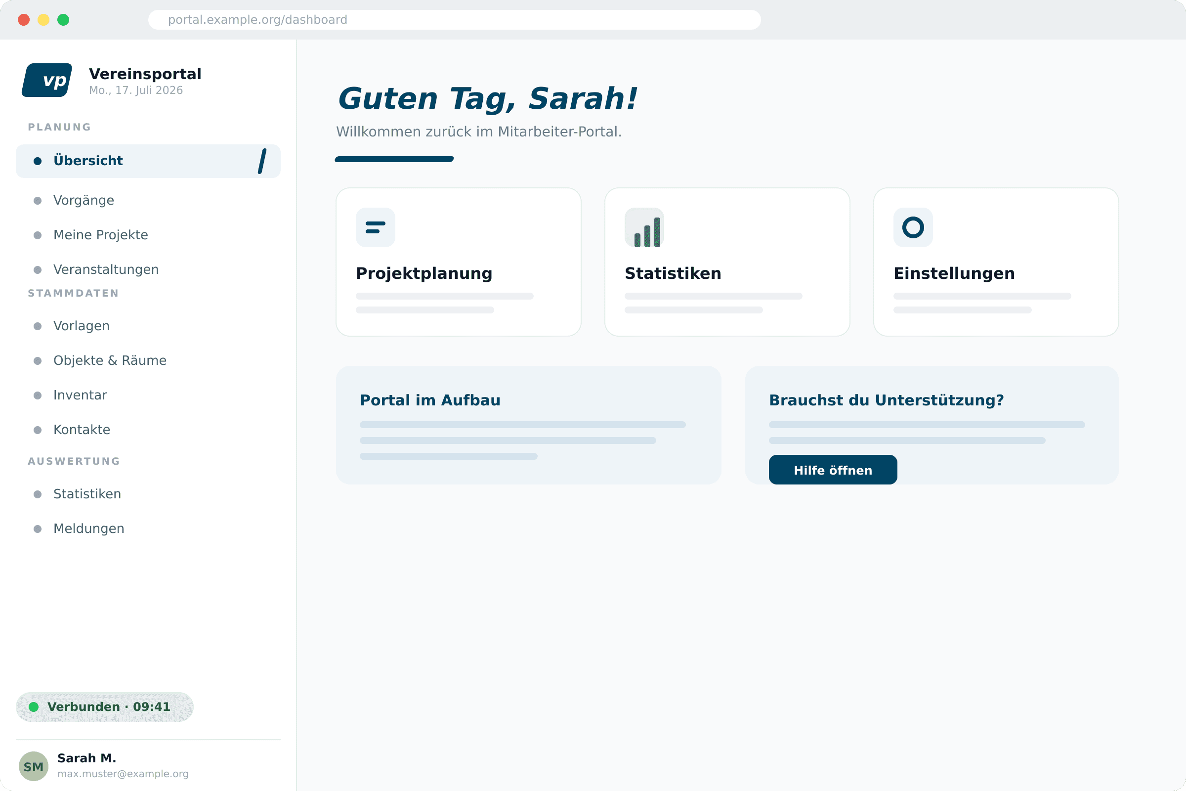 Mitarbeiter-Portal für einen Bildungsverein